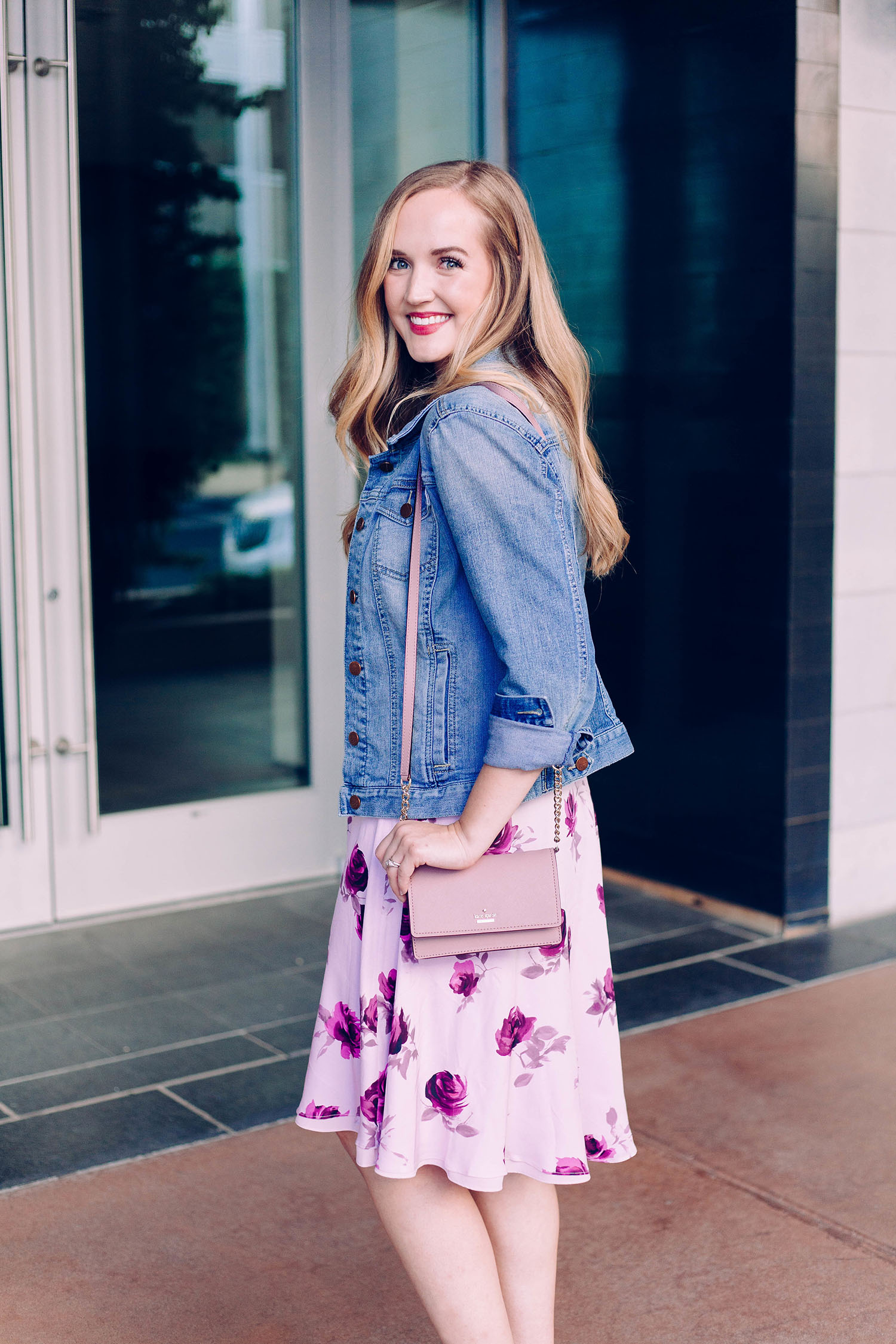 floral dress with jean jacket